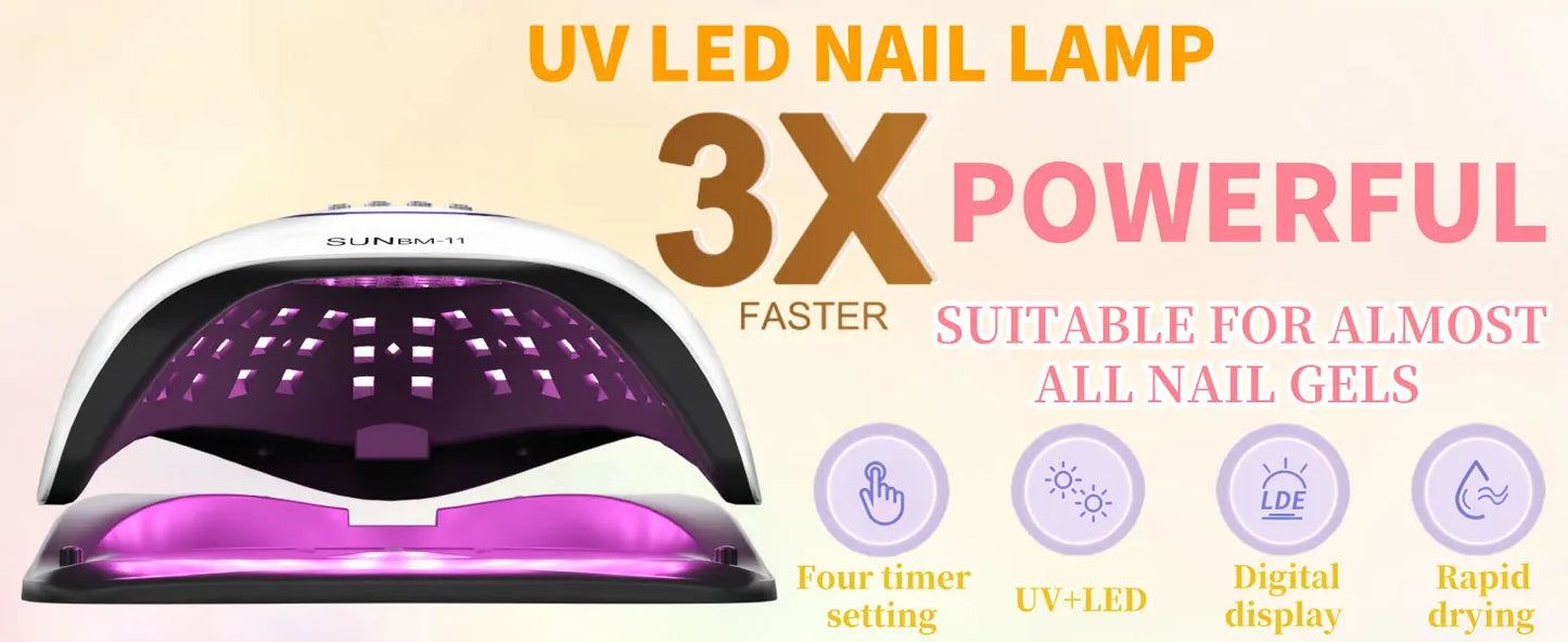 Professional UV LED Nail Lamp – Fast Gel Polish Curing Dryer with 45 LEDs & 4 Timer Settings