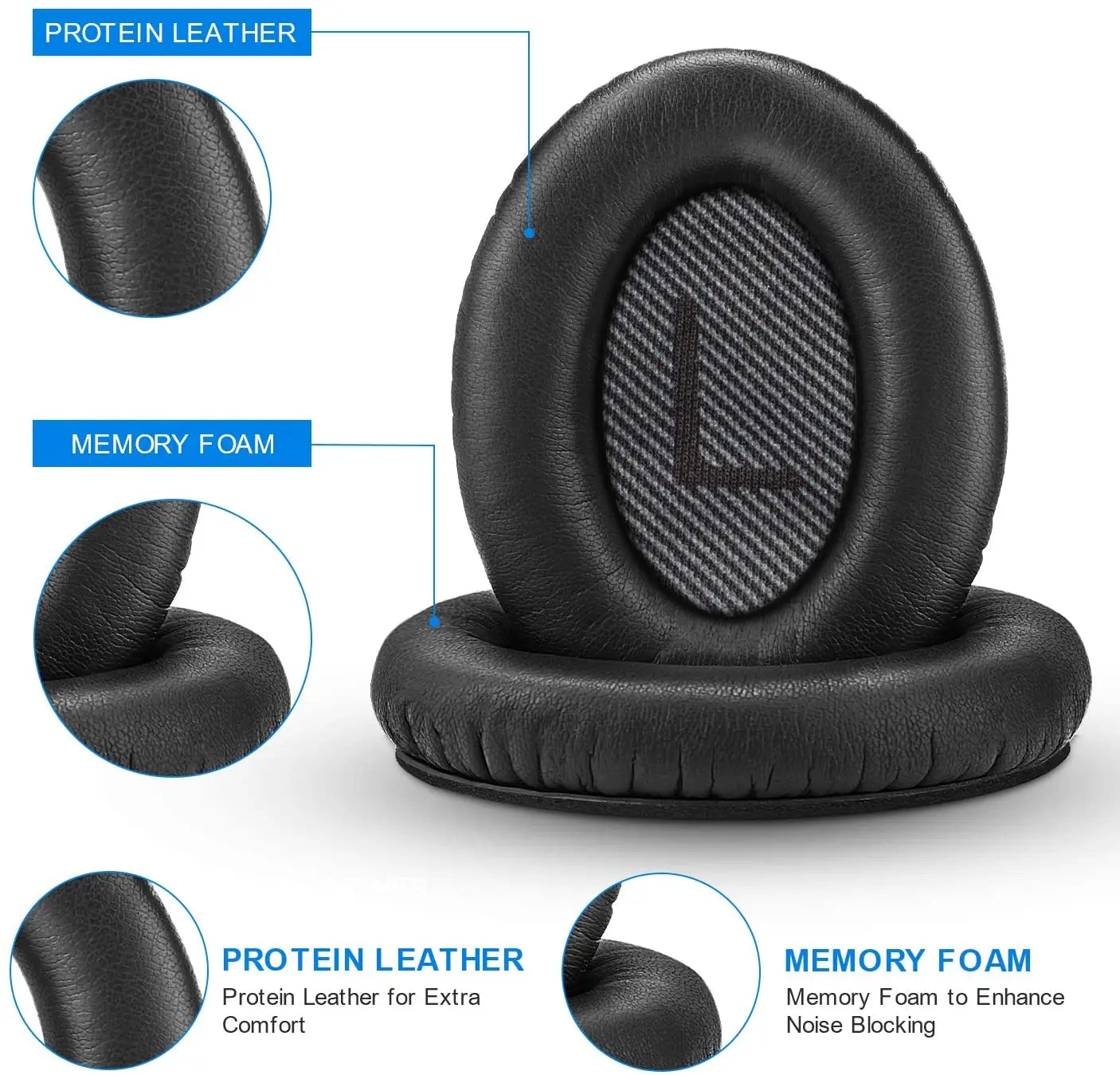 Replacement Memory Foam Ear Pads for BOSE QC35, QC35 II & QC45 Headphones | High-Quality Ear Cushions