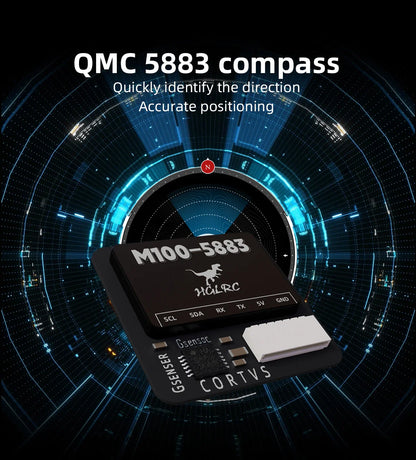 HGLRC M100-5883 M10 GPS Module with Compass – Ceramic Antenna & On-board LEDs, 21x21mm for RC Airplane FPV Long Range