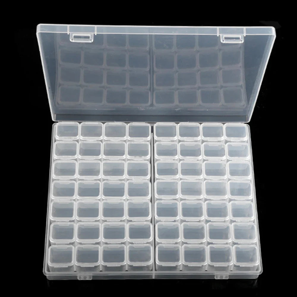 Plastic Storage Box with 28/32/48/56/64 Slots – DIY Diamond Painting Beads, Charms & Jewelry Accessories Organizer
