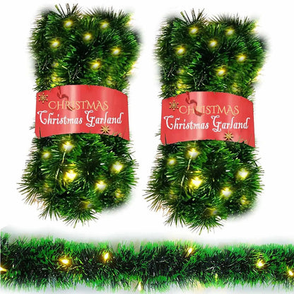 2.7M Christmas Rattan Garland – Wreath for Xmas Tree, Fireplaces, Stairs & Front Door Decoration