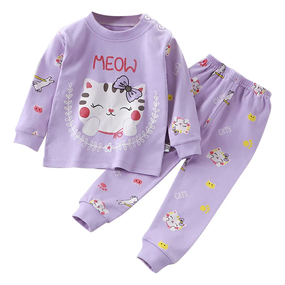 Cute Cartoon Unicorn Kids Pajama Set – Soft, Warm & Durable Unisex Sleepwear for Autumn Everyday Wear