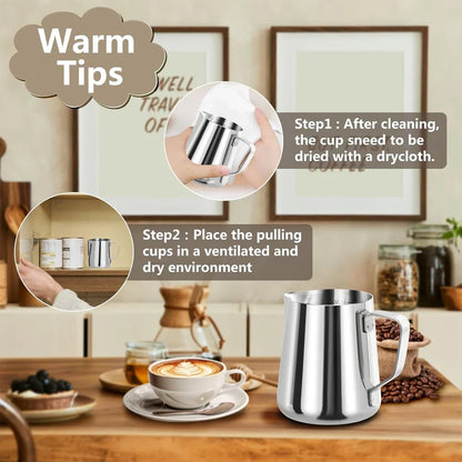 Stainless Steel Milk Frothing Pitcher Jug – Barista Latte Art Coffee Cup for Nespresso & Espresso Accessories, Easy Clean Design