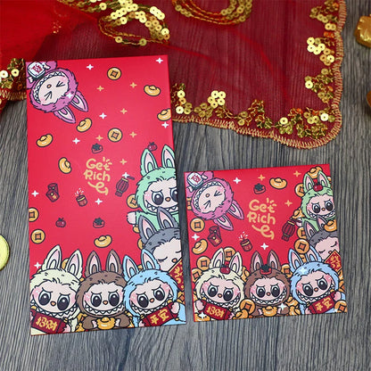 10pcs Labubu Chinese New Year Red Packets - Cute Animated Spring Festival Envelopes for Kids' Lucky Money & Wedding Gifts