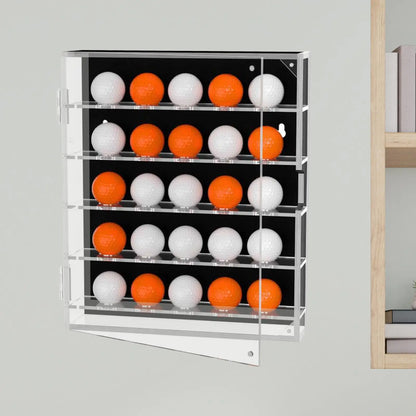 Acrylic Golf Ball Display Case Storage Box – Wall Mount or Tabletop Holder for Golf Ball Collectibles, Sports Memorabilia Display Organizer