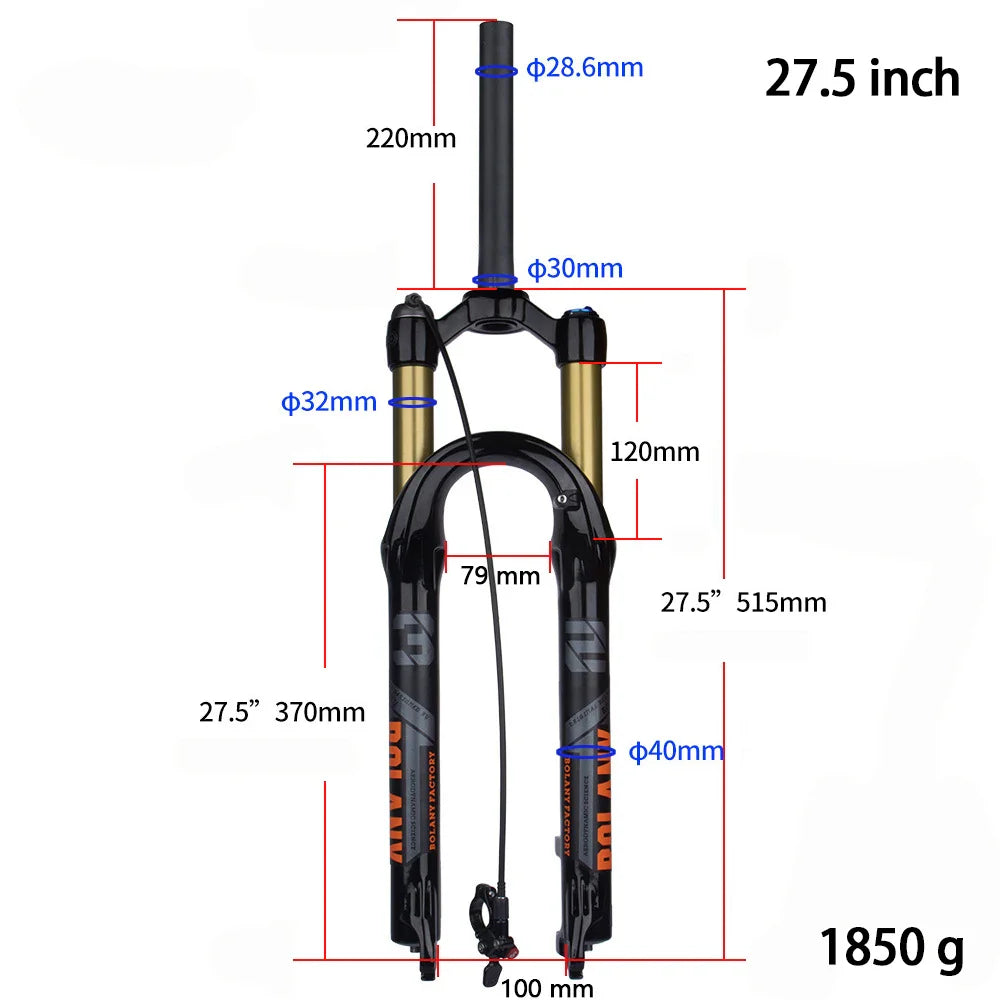 BOLANY Mountain Bike Fork – 29 Inch MTB Air Suspension, Shock Absorbing Fork for Downhill & MTB Bikes