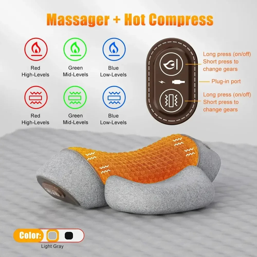 Electric Cervical Massage Pillow – Heated Vibration Neck Traction Memory Foam Support for Sleep & Spine Relaxation