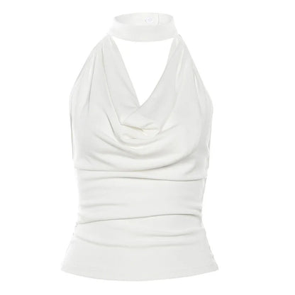 Women’s Solid Color Halter Vest – Casual, Sexy, All-Match Summer Top for Travel & High Street Style