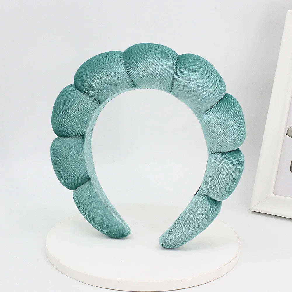 Velvet Sponge Spa Headband – Wide Padded Makeup & Face Washing Hairband for Skincare, Shower & Beauty Routine for Women & Girls