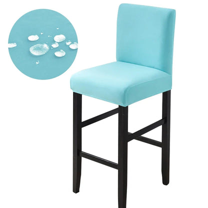Waterproof Bar Stool Covers - Stretch Short Back Chair Protector Covers for Kitchen Dining Room Cafe Counter Height Seats