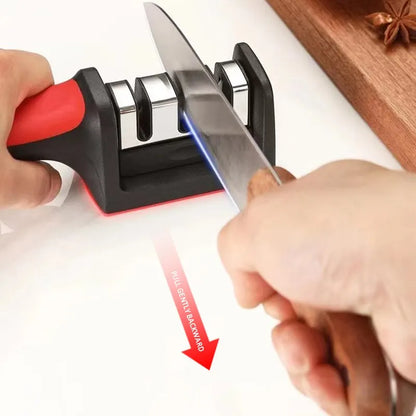 Hand-Held Multi-Functional Knife Sharpener: 3/4-Segment Household Sharpening Stone in Black