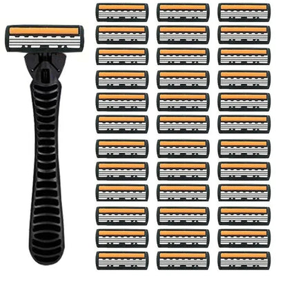 Premium 3-Layer Stainless Steel Safety Razor – Replaceable Blades for Smooth Shaving Men & Women