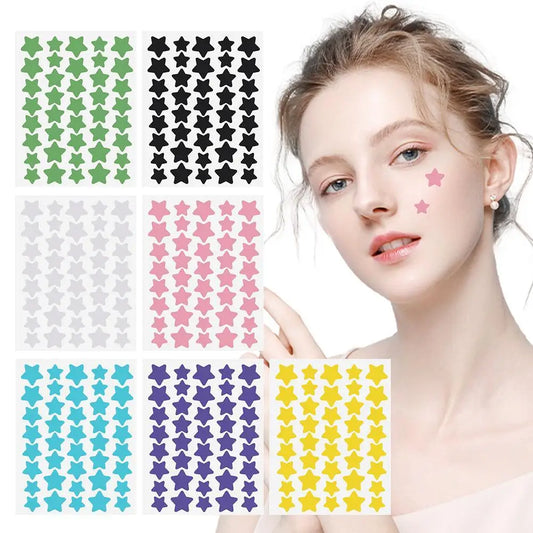 Colorful Star-Shaped PE Pimple Patches – Invisible Acne Spot Stickers for Skin Care and Makeup Concealer
