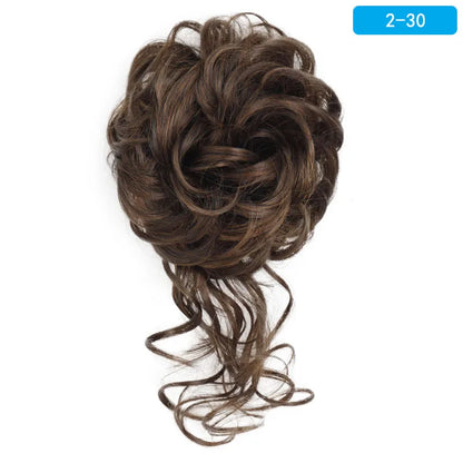 AZQUEEN Messy Bun Hair Extension – Synthetic Curly Wave Chignon Scrunchie, Elastic Band Updo Hairpiece for Women