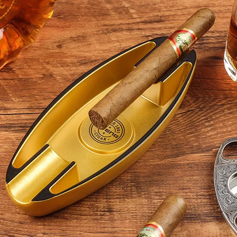 Portable Cigar Ashtray with 2 Slots – Lightweight Smoking Accessory for Men, Table Decoration Gift