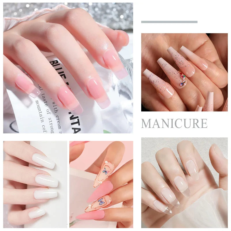 40ml Crystal Liquid & 45ml Acrylic Powder Set – Pink, White, Transparent Acrylic Powder Kit for Beginners Nail Art