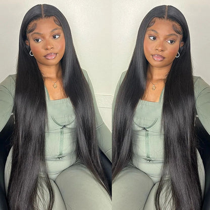 Straight Lace Front Wig – Brazilian Virgin Human Hair with Transparent Lace Frontal for Women