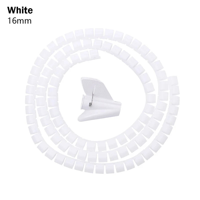 2M Spiral Cable Protector — Wire Organizer Tube for Computer Cords, Cable Management Clip, 10/16/22/28/32mm
