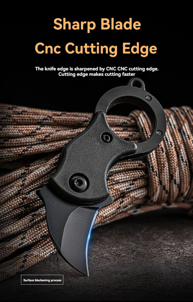 Mini Keychain Pocket Knife – Stainless Steel Camping EDC Tool with Fixed Blade, Peeler, and Portable Chain