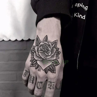 Waterproof Temporary Rose Flower Tattoo Stickers – Fake Flash Body Art for Men & Women Hands and Body