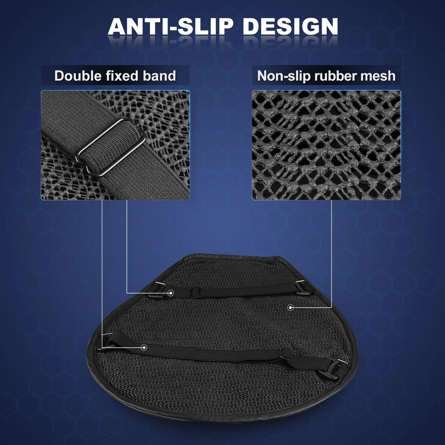 3D Honeycomb Gel Motorcycle Seat Cushion — Anti-Slip, Pressure Relief Ride Pad, Universal Moto Accessory