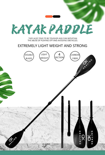 HEALING 4-Section Kayak Paddle – 100% Carbon Fiber Double-Head Blades, Inflatable Stand-Up Paddle for Boat Surfing & Kayaks