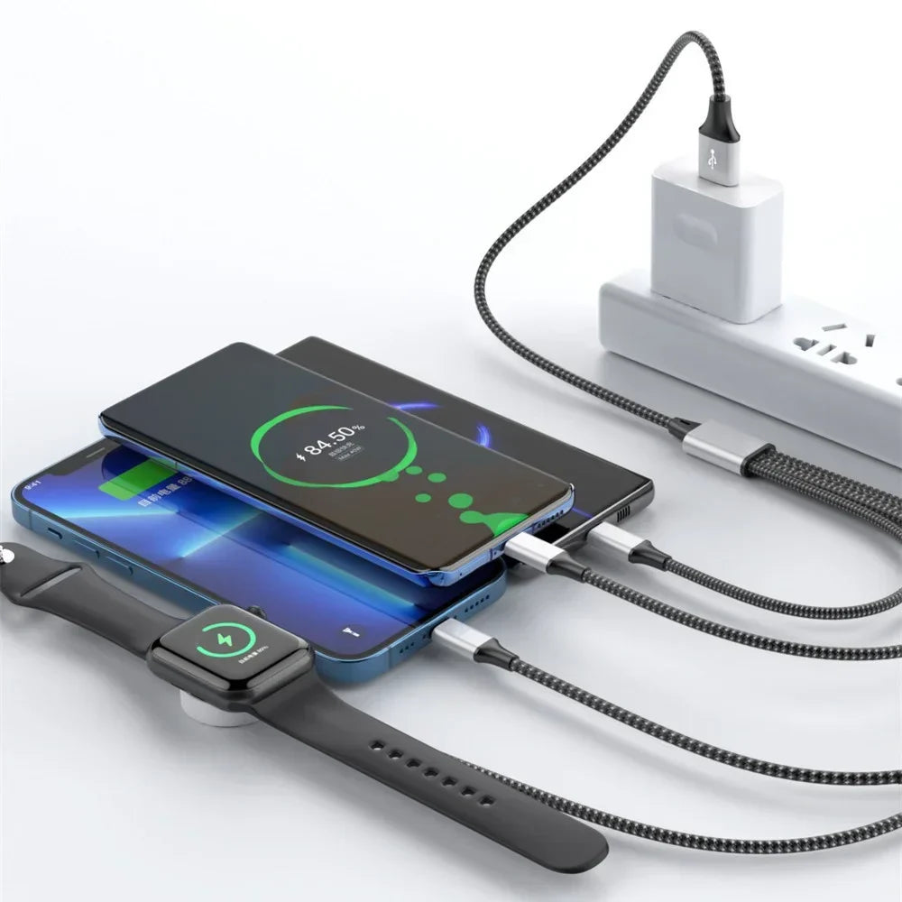 4-in-2 Multi Watch Charging Cable – Fast USB Type-C Charger for iWatch, iPhone, AirPods & iPad Accessories