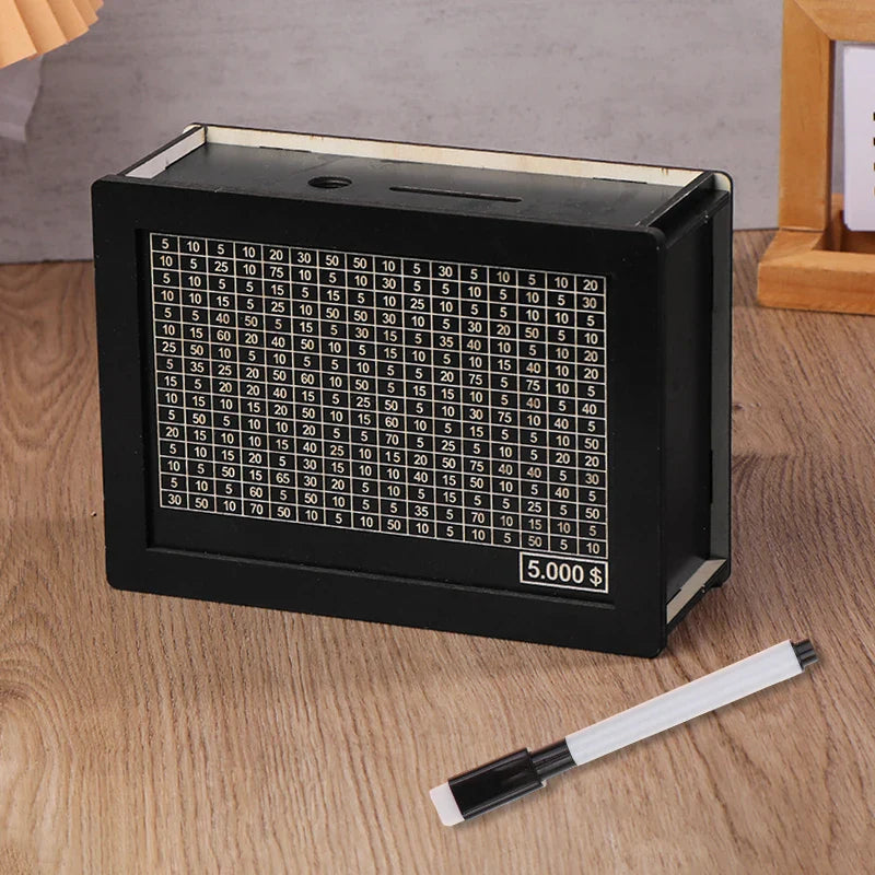 USD Black Reusable Piggy Bank with Money Goal Counter - DIY Savings Box to Build Good Habits