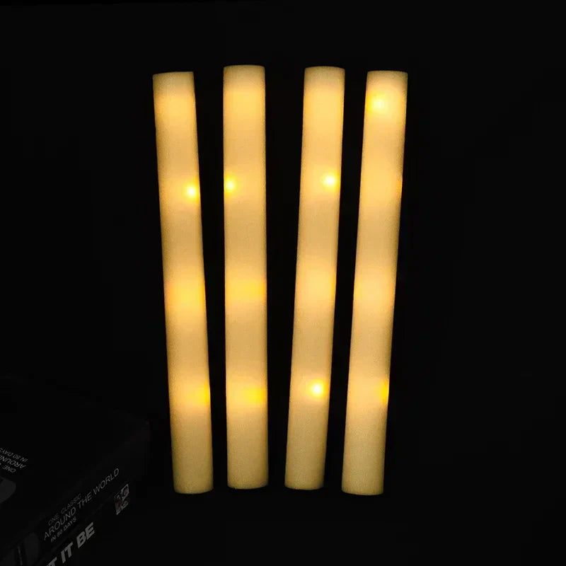 30/60/100/120Pcs RGB LED Glow Foam Sticks – Colorful Cheer Tubes for Dark Light, Birthday, Wedding, and Party Supplies