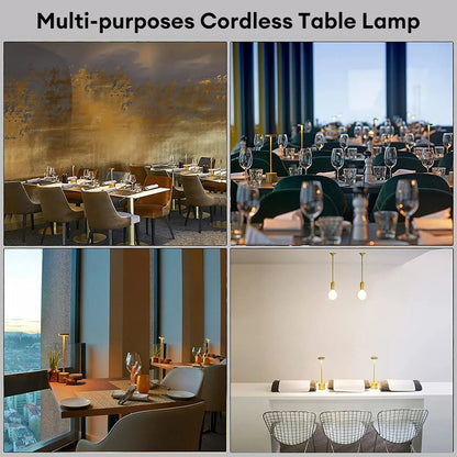 Classic USB Rechargeable Table Lamp – Stepless Dimming Touch Desk Lamp with 3 Colors for Bedside, Hotel & Bar Decoration