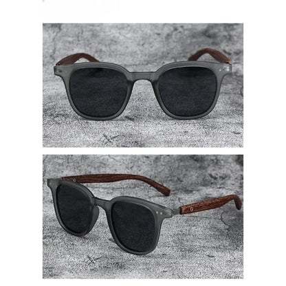 Retro Wood Grain Polarized Sunglasses for Men & Women – UV Protection Eyewear for Cycling, Outdoor & Street Photography