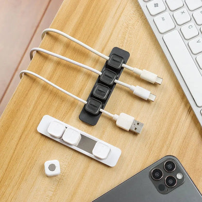 Silicone Magnetic Cable Organizer - Self-Adhesive DIY USB Holder for Flexible Desktop Cable Management