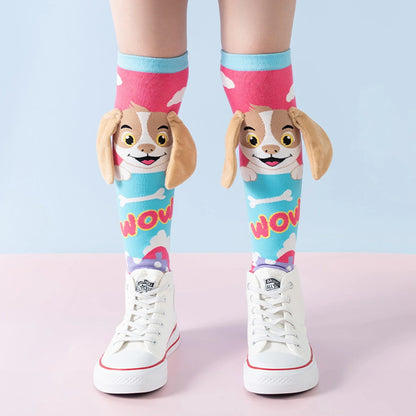 Cute 3D Cartoon Animal Knee-High Socks – Dog, Rabbit & Penguin Long Socks for Kids Party & Festival
