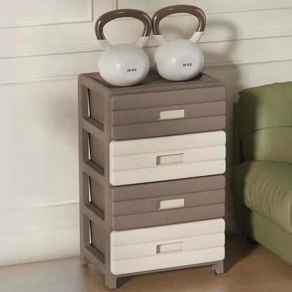 13.78" Wide Rolling Drawer Storage Cabinet — 3-6 Tier Mobile Organizer with Wheels, Gray or Brown for Living Room & Bedroom