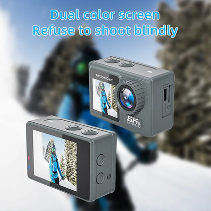 4K 5K Action Bicycle Camera with Electronic Stabilizer – WiFi Sport Helmet Video Recorder Compatible with GoPro
