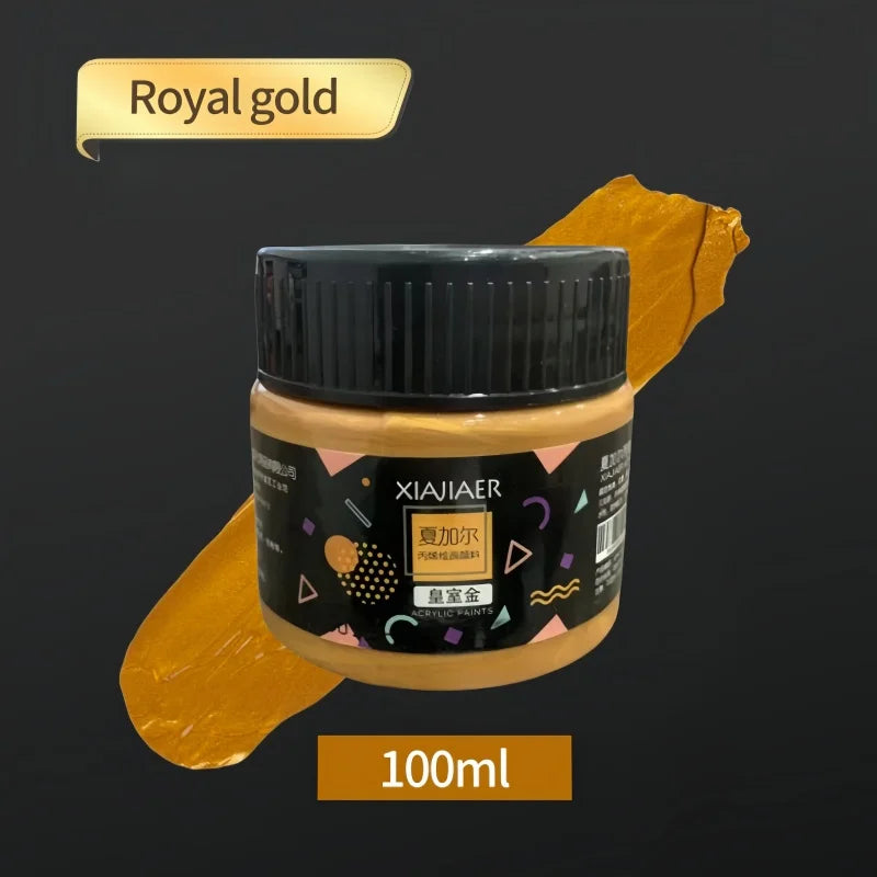 300ML/100ML Gold & Metallic Silver Acrylic Pigment – Pearlescent Bronze for Acrylic Painting, Xiajiaer Art Pigment