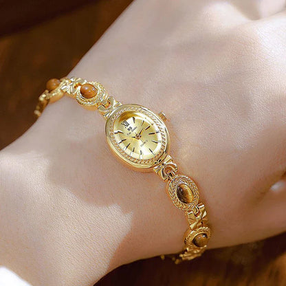 Oval Gold Women's Watch – Luxury Rhinestone Dress & Casual Quartz Small Dial Wristwatch 2025 ⌚✨