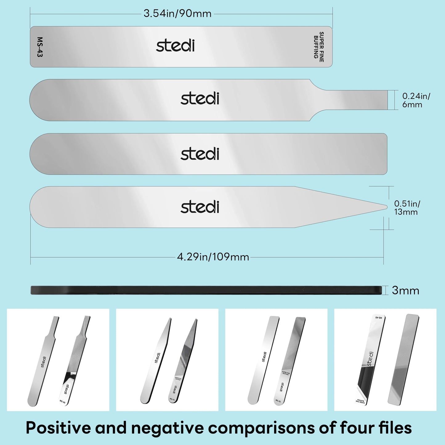 Stedi Model Polishing Tools – 4 PCS #10000 Grit Glass Files for Plastic Gundam Models, Precision Mirror Grinding