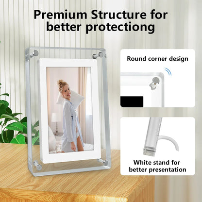 5-Inch Acrylic Digital Photo Frame — Vertical IPS Display, 4GB Memory & 1200mAh Battery | Portable Digital Picture Frame