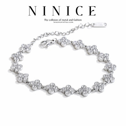 NiNice 316L Stainless Steel Cubic Zirconia Bracelet – Exquisite Minimalist Fashion Jewelry for Women, Elegant & Durable Design
