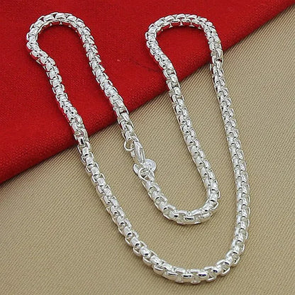 925 Sterling Silver 4mm Round Box Chain Necklace & Bracelet Set — 45–60cm Jewelry for Women, Men, and Boys, Wedding & Engagement Charm