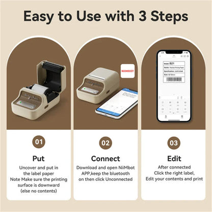 NIIMBOT B21 Portable Thermal Printer – 1500mAh Wireless Sticker Printer with Self-Adhesive Labels for Barcode, Clothing & Jewelry