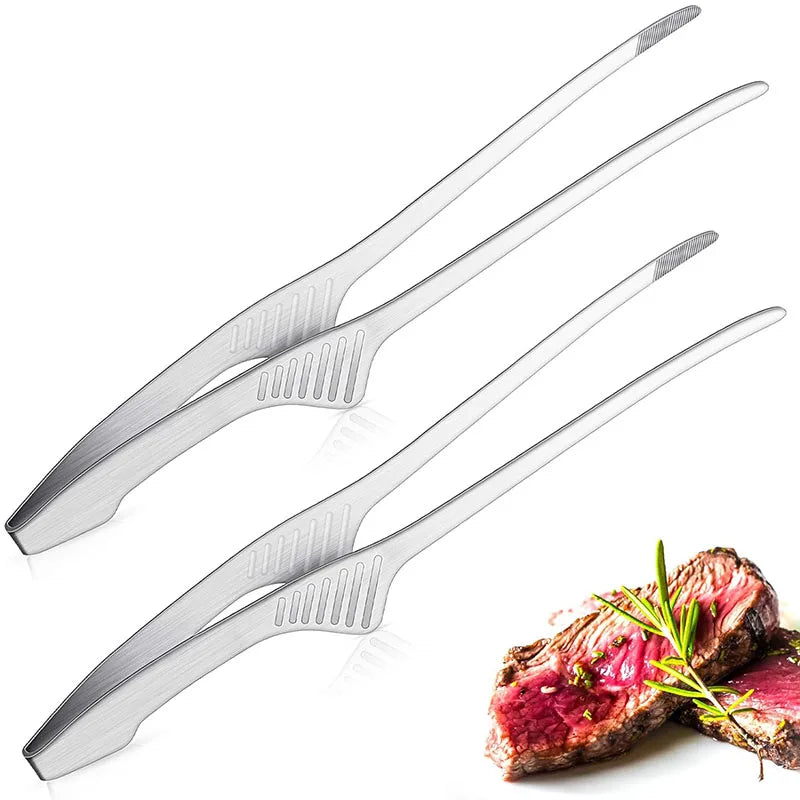 Stainless Steel BBQ Tongs – Non-Slip Cooking & Serving Utensil for Grilling, Salad, Camping & Buffet Use