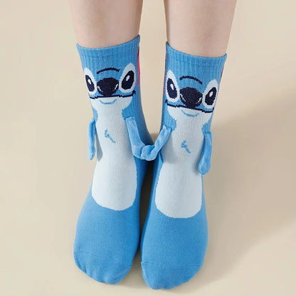 Disney Stitch Hand-in-Hand Sock Magnet — Fun Cartoon Fashion, Soft & Comfortable Christmas Stocking Toy Gift for Kids & Adults