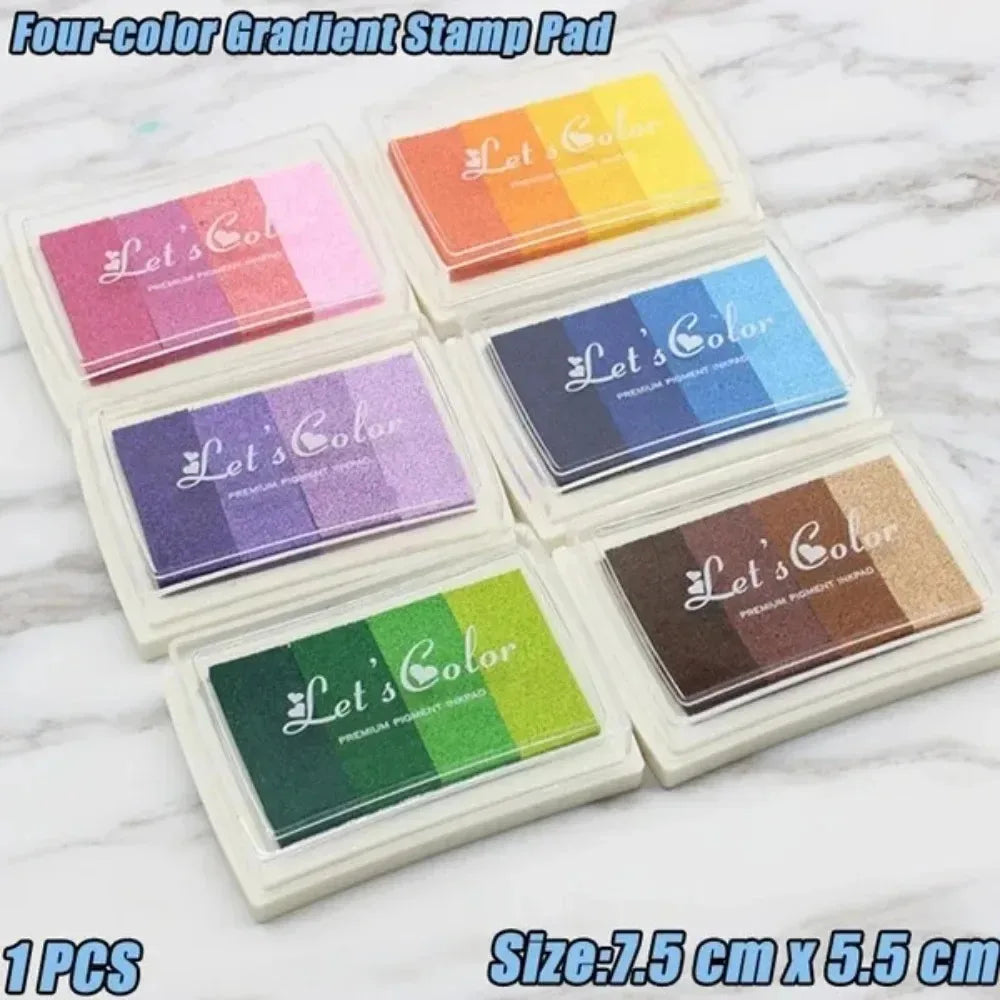 Durable Printing Ink Pad Set – Four-Color Gradient DIY Fingerprint Sponge for Creative Stationery Decoration