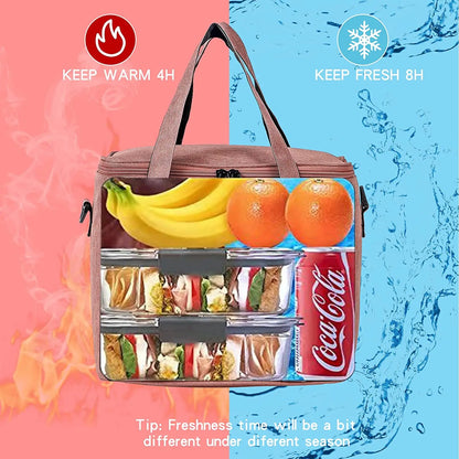 Insulated Lunch Bag for Men/Women | Reusable Large Cooler Box with Shoulder Strap | Camping Picnic Bag for Teenagers and Workers - 1pc
