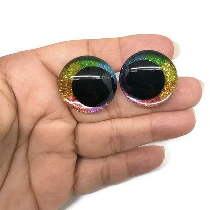 Cartoon Glitter Doll Eyes — 16mm to 35mm Round Safety Pupils with Easy Washer for Toy Making