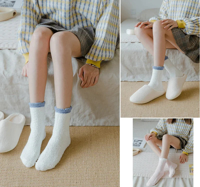 4 Pairs Women's Winter Fuzzy Socks – Thick Thermal Soft & Fluffy Slipper Socks for Home & Sleeping