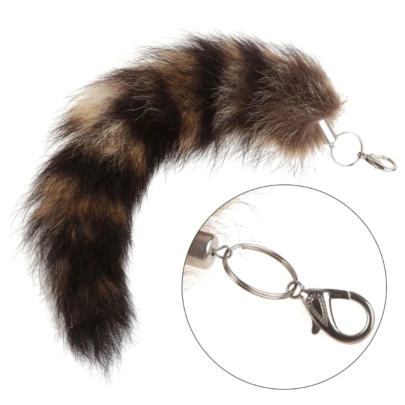 Raccoon Tail Keychain — Creative Coat Tail Key Ring Chain, Unique Gift for Men