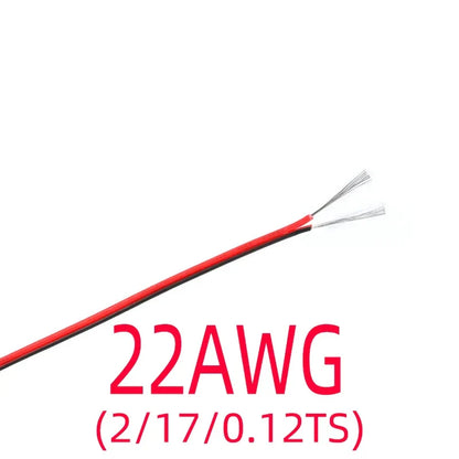 2 Pin Electrical Wire – Tinned Copper 18/20/22/24/26 AWG PVC Insulated Red & Black Cable for LED Strip Extension